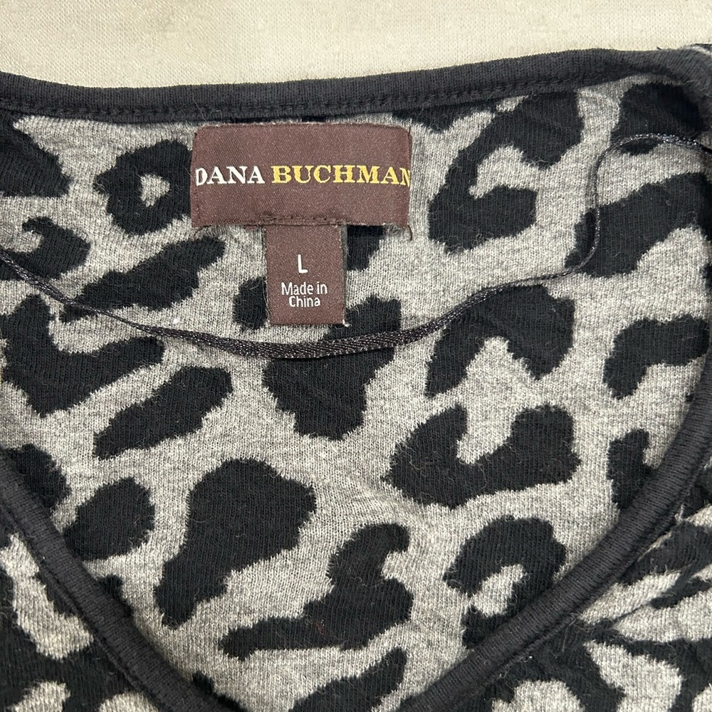 Dana Buchman Black and Gray Animal Print Top